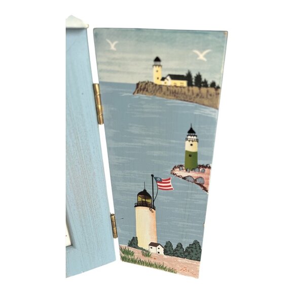 Island Creek Trading Co. Lighthouse Coastal Fold-Out Wooden Picture Frame – Naut - Picture 2 of 7